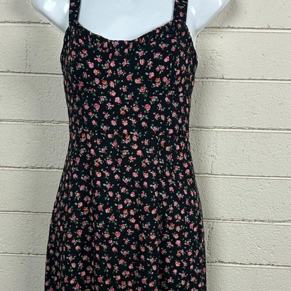 Zara Black Floral Midi Dress size S - Picture 6 of 8